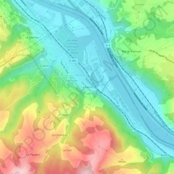 Le Perrin topographic map, elevation, terrain