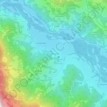Pod Milojevića topographic map, elevation, terrain