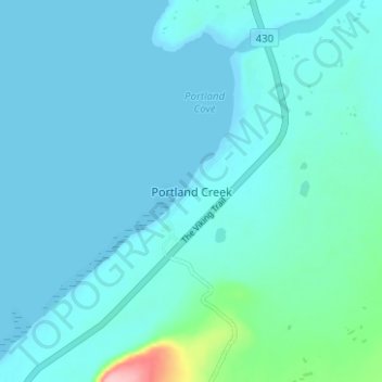 Portland Creek topographic map, elevation, terrain
