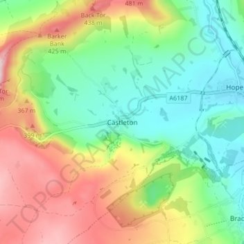 Castleton topographic map, elevation, terrain