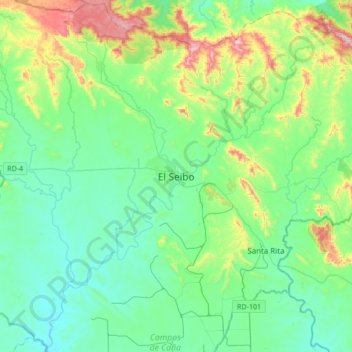 El Seibo topographic map, elevation, terrain