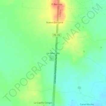 La Alborada topographic map, elevation, terrain