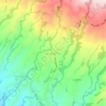 San Juan Sur topographic map, elevation, terrain
