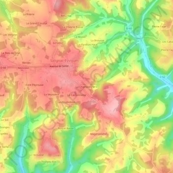 La Champonnerie topographic map, elevation, terrain