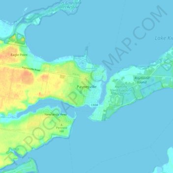 Paynesville topographic map, elevation, terrain