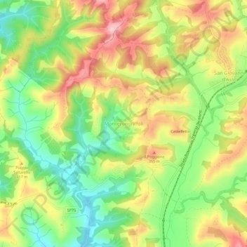 Monterongriffoli topographic map, elevation, terrain
