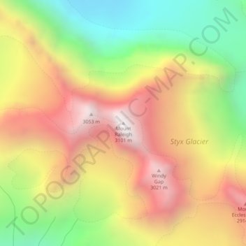 Mount Raleigh topographic map, elevation, terrain