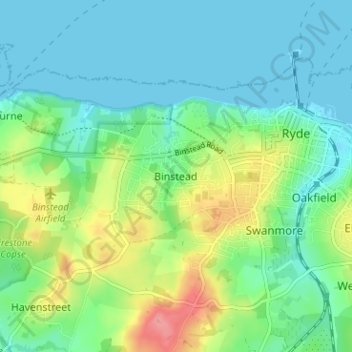 Binstead topographic map, elevation, terrain