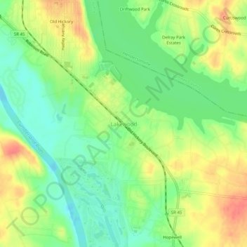 Lakewood topographic map, elevation, terrain