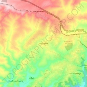 Potsdam topographic map, elevation, terrain