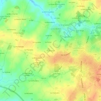 Le Bordage topographic map, elevation, terrain