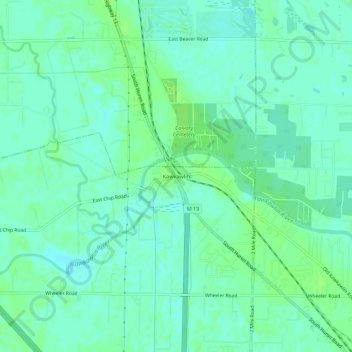 Kawkawlin topographic map, elevation, terrain
