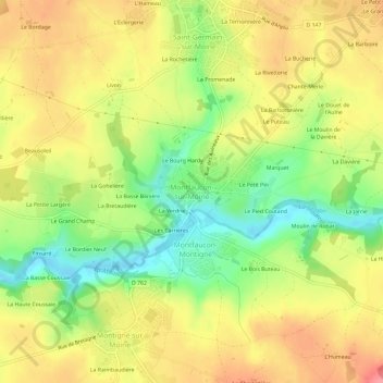 Montfaucon-sur-Moine topographic map, elevation, terrain