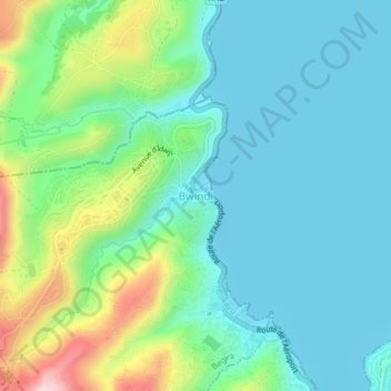 Bwindi topographic map, elevation, terrain