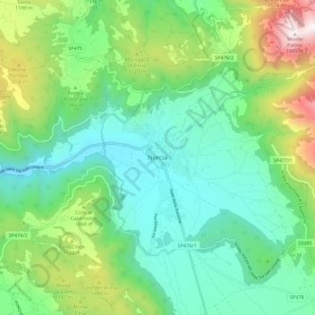 Norcia topographic map, elevation, terrain