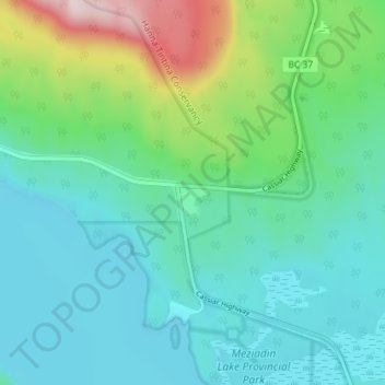 Meziadin Junction topographic map, elevation, terrain