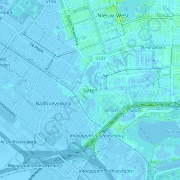 Sloten topographic map, elevation, terrain