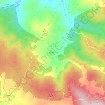 Carrazedo topographic map, elevation, terrain