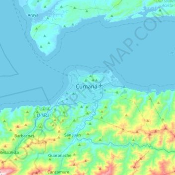 Cumaná topographic map, elevation, terrain