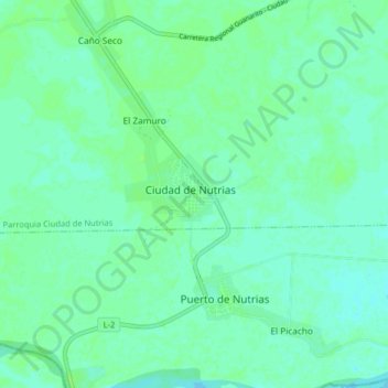 Ciudad de Nutrias topographic map, elevation, terrain