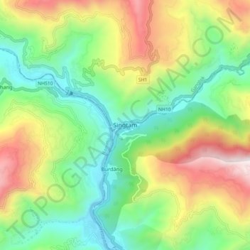 Singtam topographic map, elevation, terrain