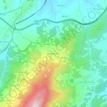 Aldeia da Serra topographic map, elevation, terrain