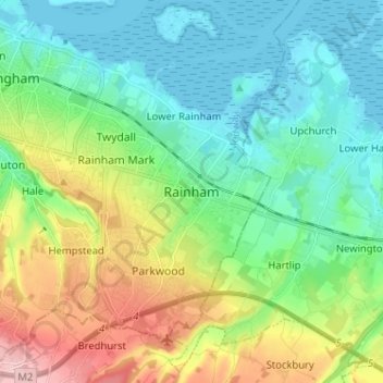 Rainham topographic map, elevation, terrain