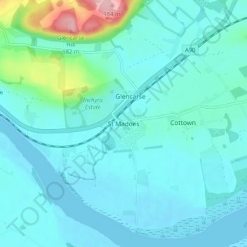 St Madoes topographic map, elevation, terrain