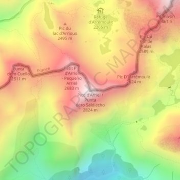 Pico de Arriel topographic map, elevation, terrain