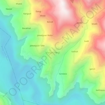 Madan Negi topographic map, elevation, terrain