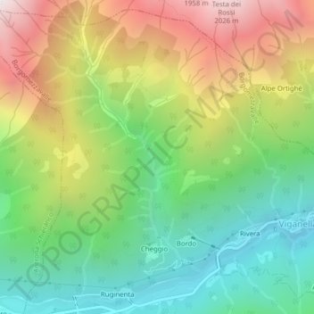 Val di Balmel topographic map, elevation, terrain