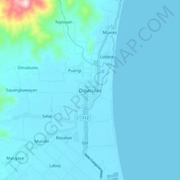 Dipaculao topographic map, elevation, terrain