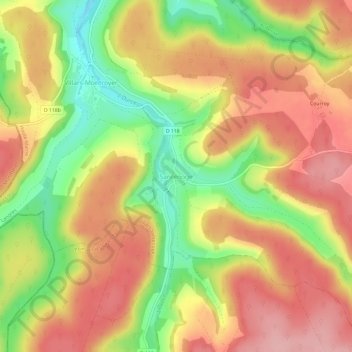Santenoge topographic map, elevation, terrain