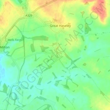 Little Haseley topographic map, elevation, terrain