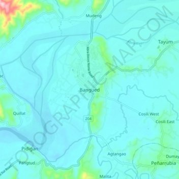 Bangued topographic map, elevation, terrain