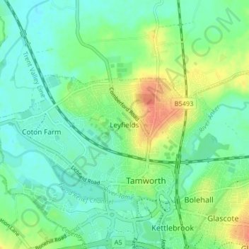 Leyfields topographic map, elevation, terrain
