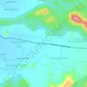 Mahabubnagar topographic map, elevation, terrain