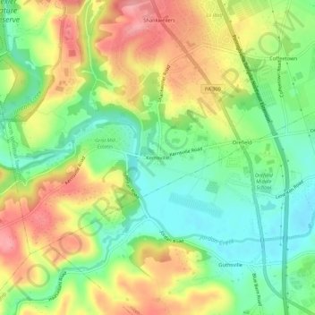 Kernsville topographic map, elevation, terrain