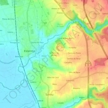 Senhora do Monte topographic map, elevation, terrain