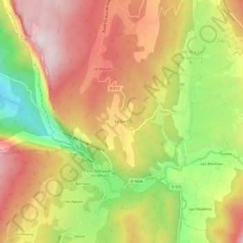 Le Bard topographic map, elevation, terrain