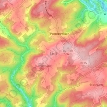 Berlé topographic map, elevation, terrain