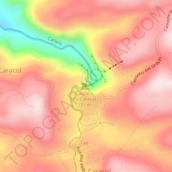 Cascata do Caracol topographic map, elevation, terrain