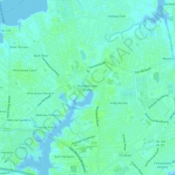Elizabeth Lake Estates topographic map, elevation, terrain