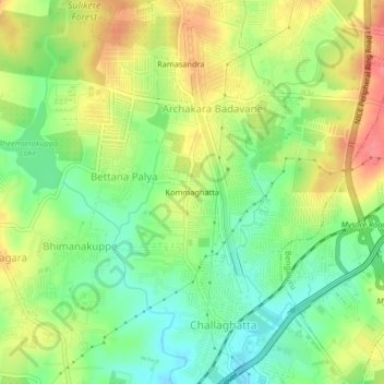 Kommaghatta topographic map, elevation, terrain