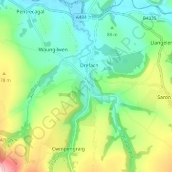 Velindre topographic map, elevation, terrain