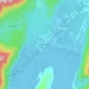 Hornopirén topographic map, elevation, terrain