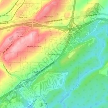 Battleground topographic map, elevation, terrain