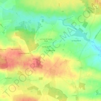 La Milandrie topographic map, elevation, terrain