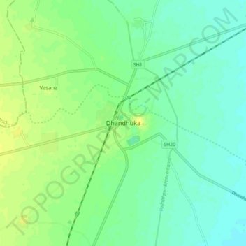 Dhandhuka topographic map, elevation, terrain