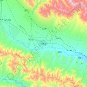 Menyuan topographic map, elevation, terrain